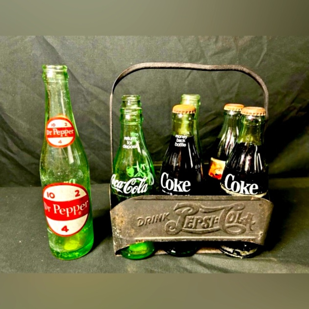 Rare Authentic Vintage Pepsi Cola 6 Pack Carrier Metal Handle Bottle Holder 1900
